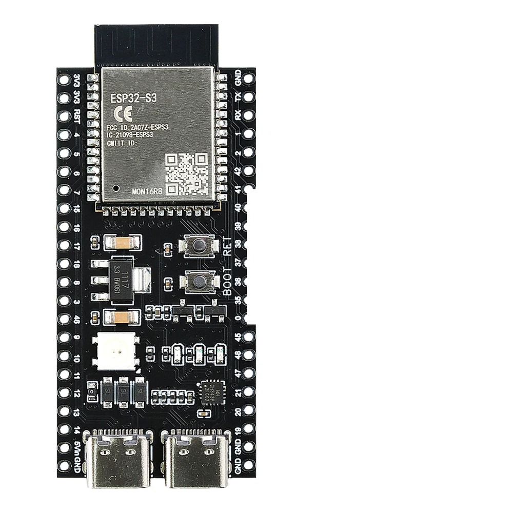 ESP32-S3 Utviklingskort N16R8 - 16MB Flash, 8MB PSRAM, Wi-Fi &amp; BT, Type-C