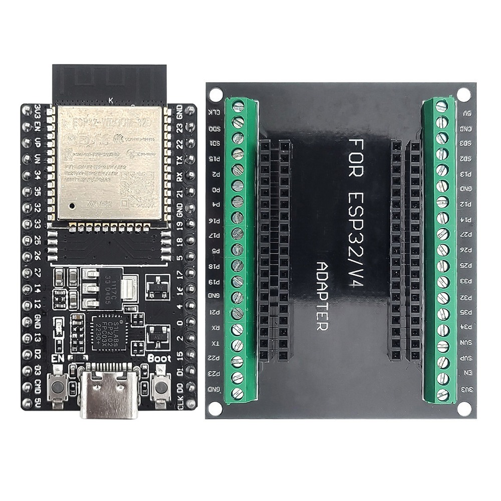 ESP32 Utviklingskort med GPIO-ekspansjonskort – USB-C, Wi-Fi &amp; Bluetooth