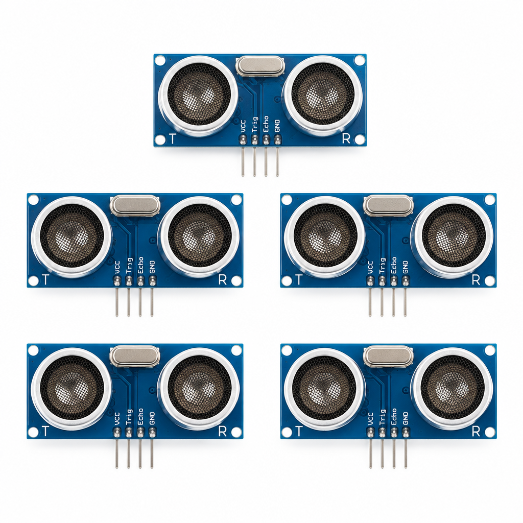 HC-SR04 Ultralyd Avstandssensor 3.3–5V for Arduino og Mikrokontrollere – 5-pakning