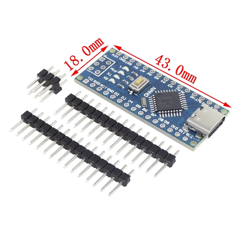 Nano 3.0 Mikrokontroller ATmega328P – USB-C – CH340