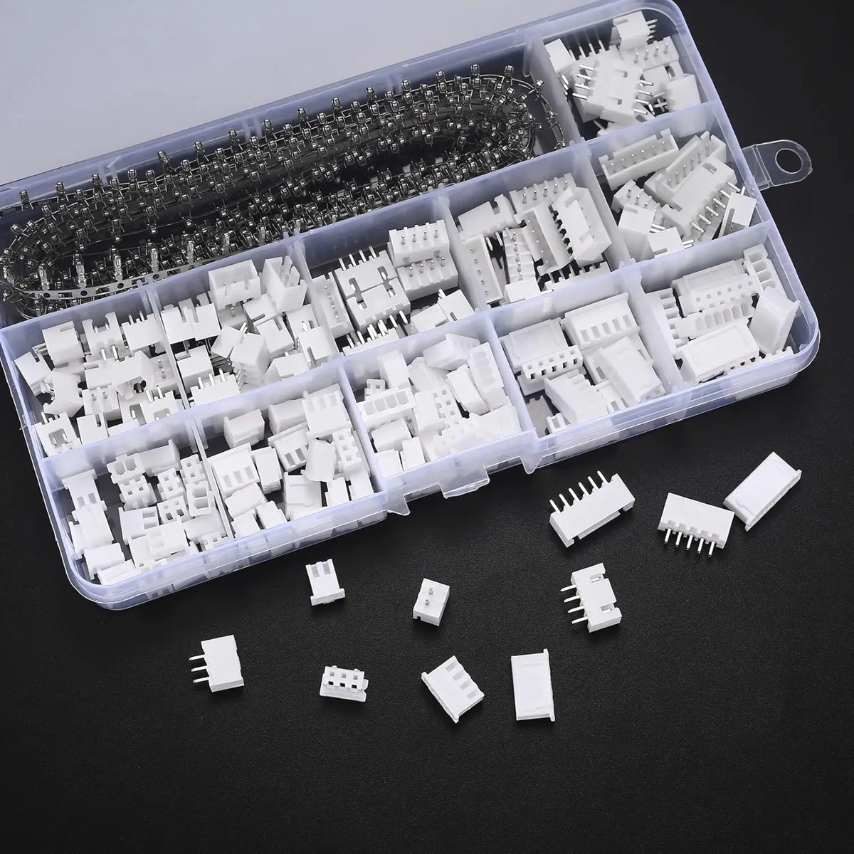 JST XH 2,54 mm kontaktsett 230 deler i sorteringseske