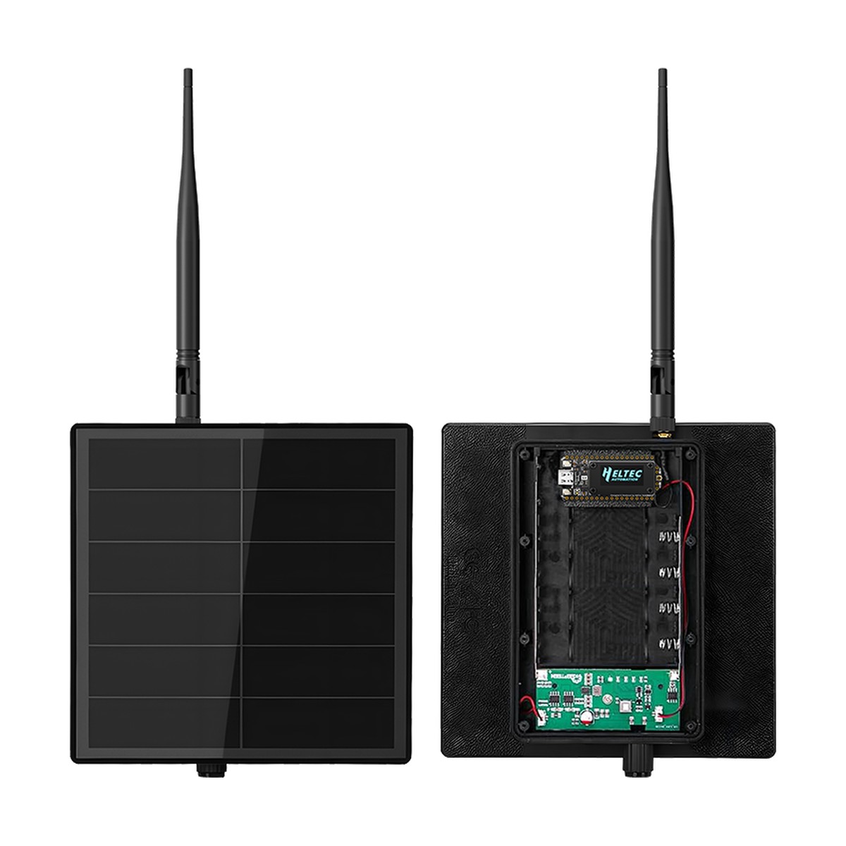 Heltec solcellesett: værtett boks med 5 W solcellepanel og 868 MHz-antenne