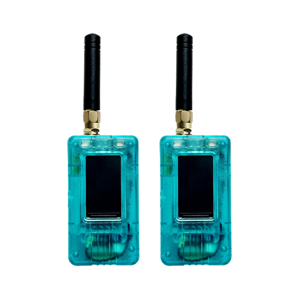To Heltec T114 Meshtastic-noder med skjerm, kabinett og antenne